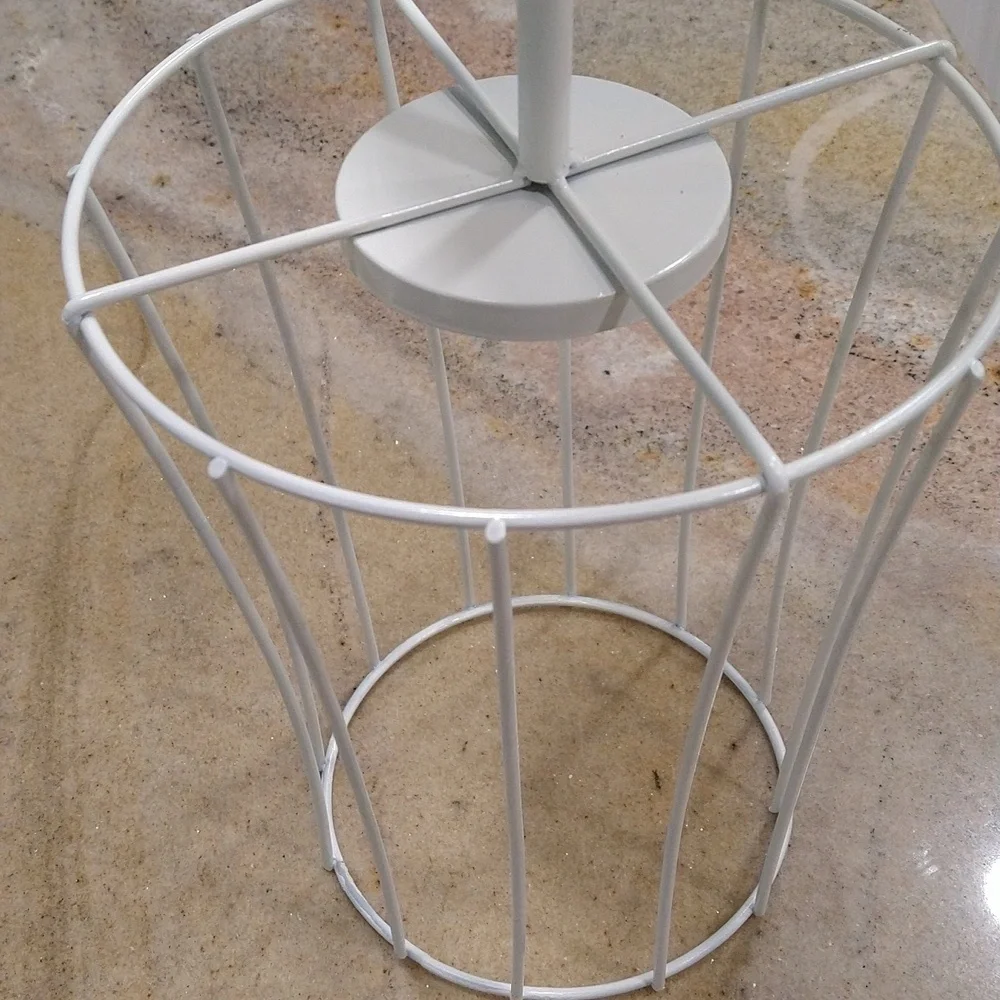 Wire Ivory cream painted candle holder centerpiece shabby chic cottage core